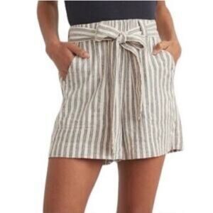 NEW Marine Layer Karleigh Belted Short India Ink/White Double Stripe Size XS
